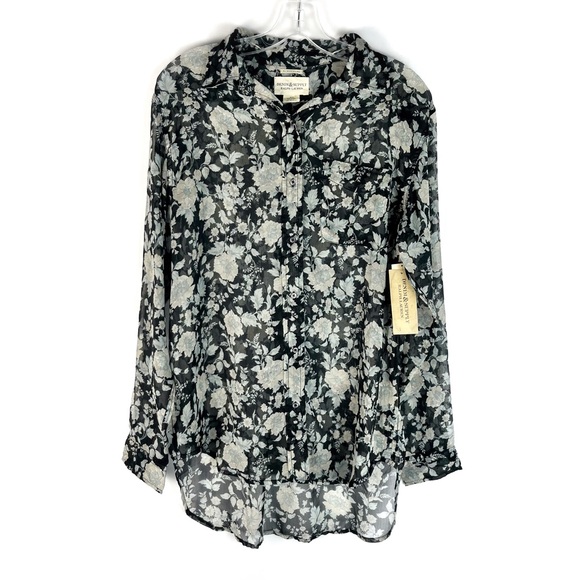 Ralph Lauren Denim & Supply Black Floral Chiffon Button Down Blouse NWT Medium M - Picture 1 of 6